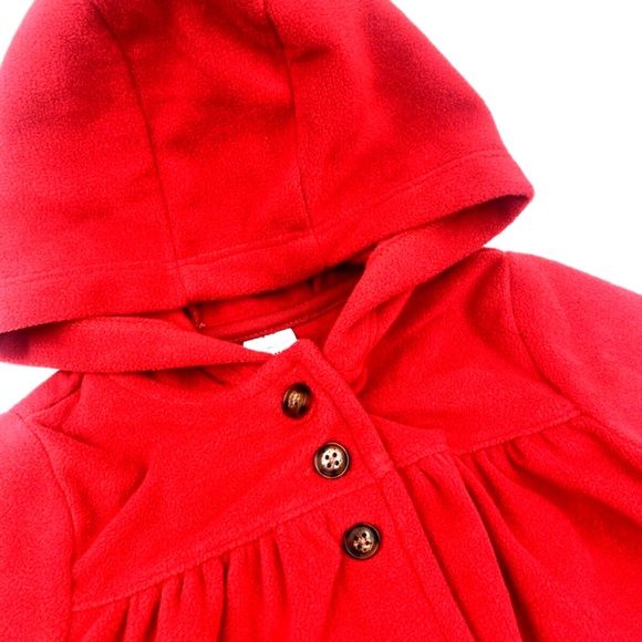 Baby Sweater Girls Size 6-9m Red Carter's Buttons Hooded Winter Soft Children - Picture 2 of 8
